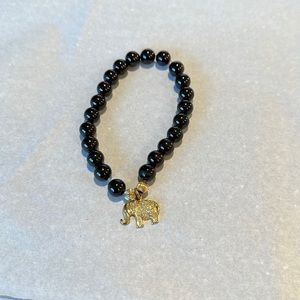 Sydney Evan Garnet Elephant Charm Bracelet